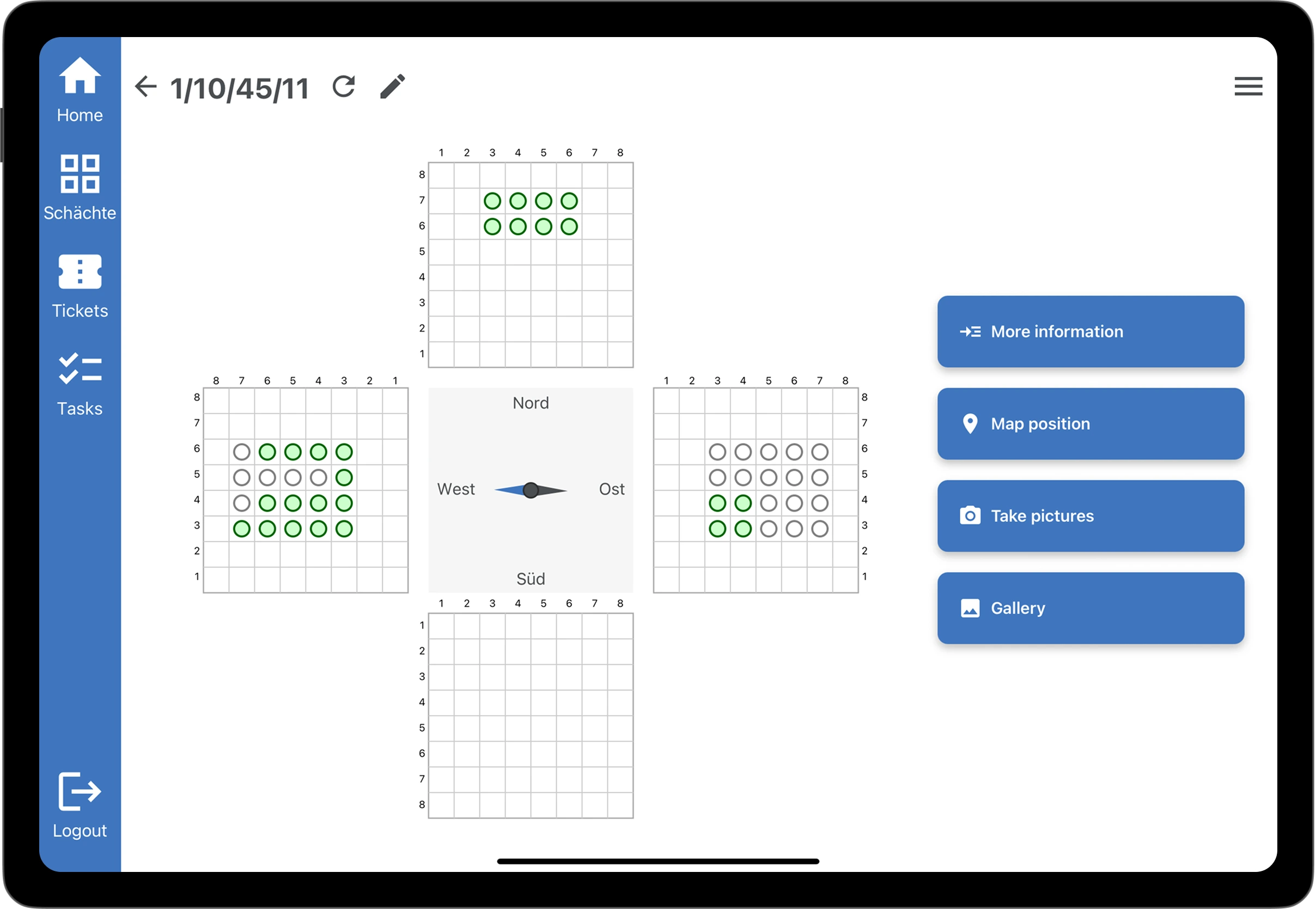 Mobile app – detailed wall view