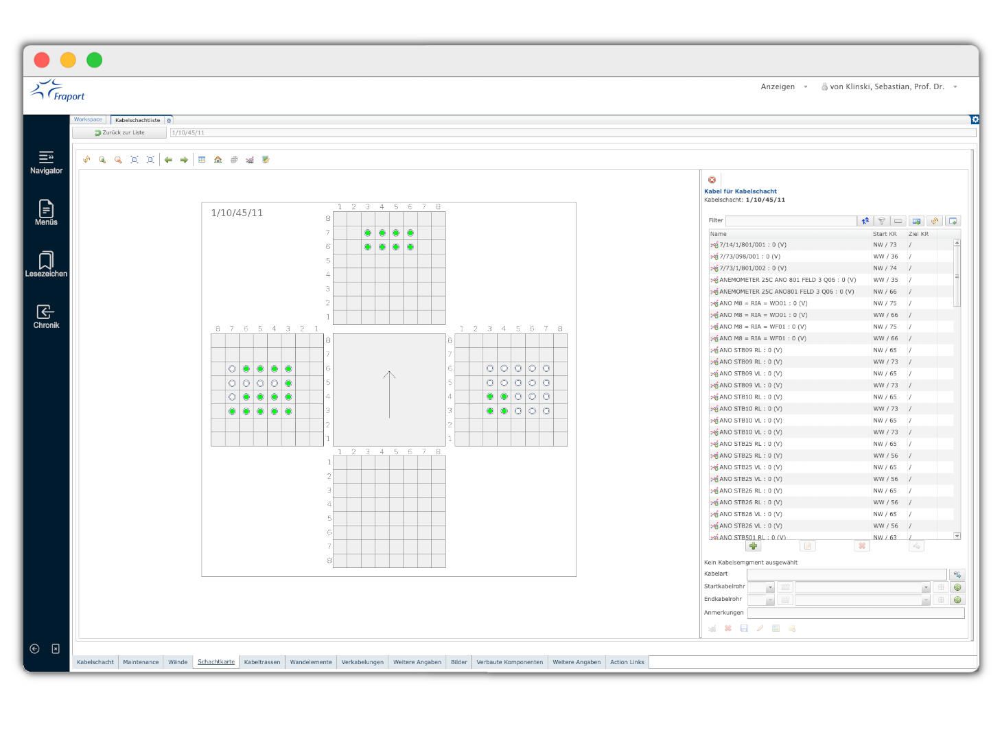 AIRCAT web application – detailed cable pit view