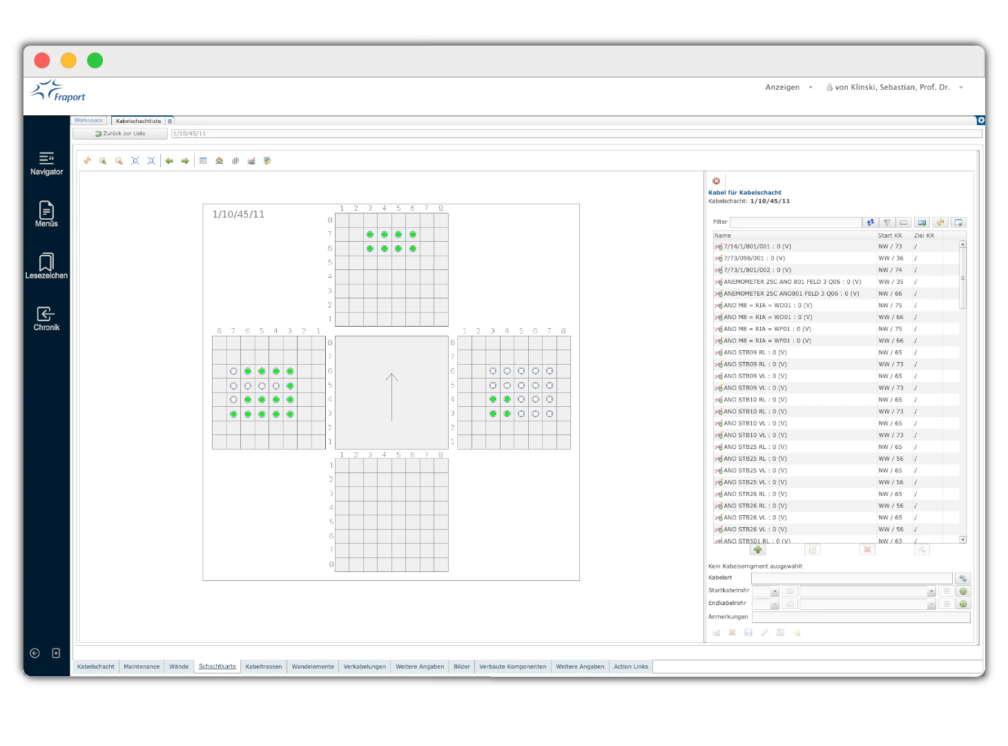 AIRCAT web application – detailed cable pit view